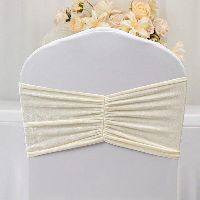 5 Crushed Velvet Chair Sashes with Wide Ruffle Style
