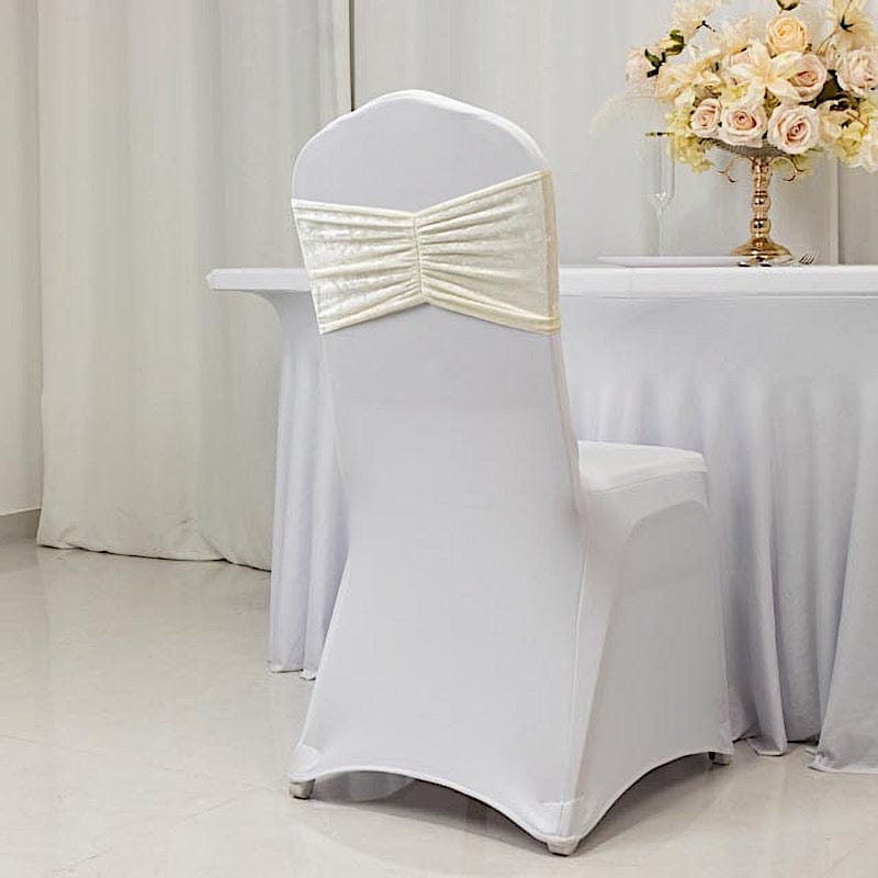 5 Crushed Velvet Chair Sashes with Wide Ruffle Style