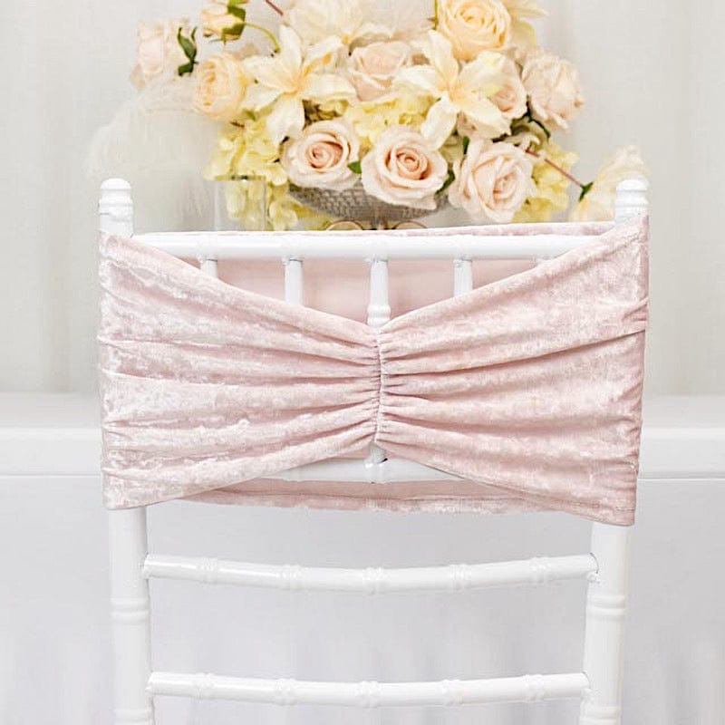 5 Crushed Velvet Chair Sashes with Wide Ruffle Style