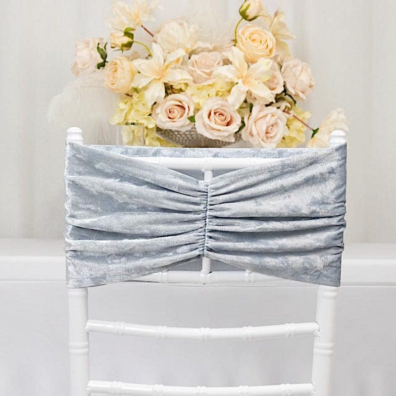 5 Crushed Velvet Chair Sashes with Wide Ruffle Style
