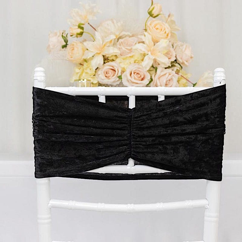 5 Crushed Velvet Chair Sashes with Wide Ruffle Style