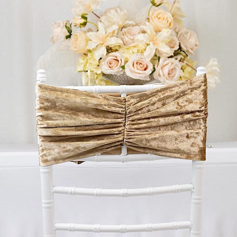 5 Crushed Velvet Chair Sashes with Wide Ruffle Style