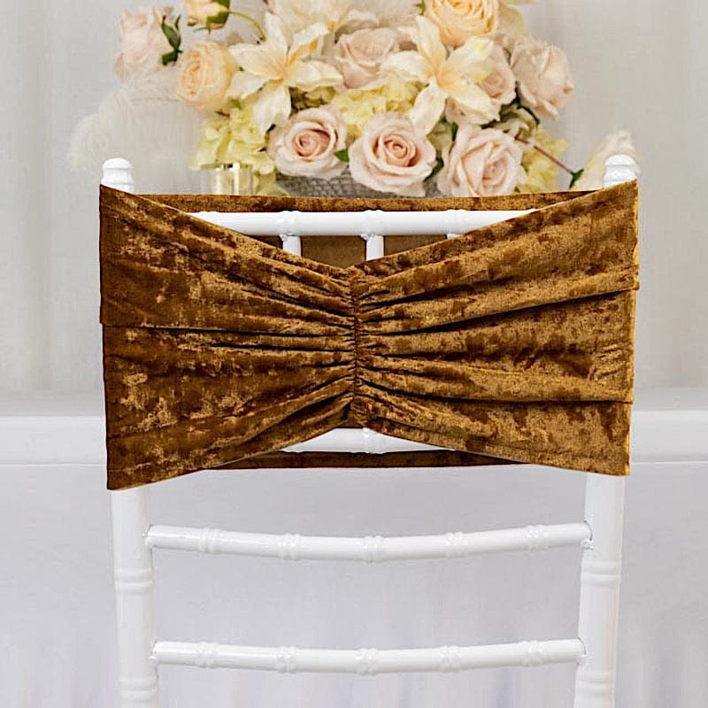 5 Crushed Velvet Chair Sashes with Wide Ruffle Style