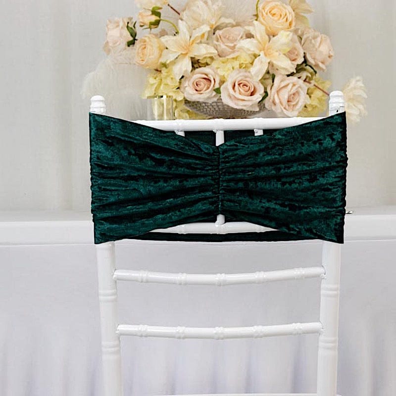 5 Crushed Velvet Chair Sashes with Wide Ruffle Style