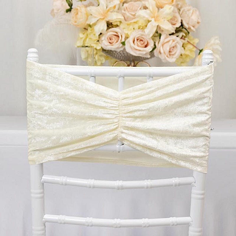 5 Crushed Velvet Chair Sashes with Wide Ruffle Style