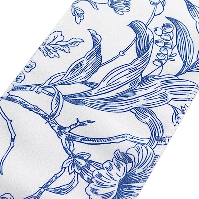 5 pcs 6x108 White in French Toile Floral Design Polyester Chair Sashes