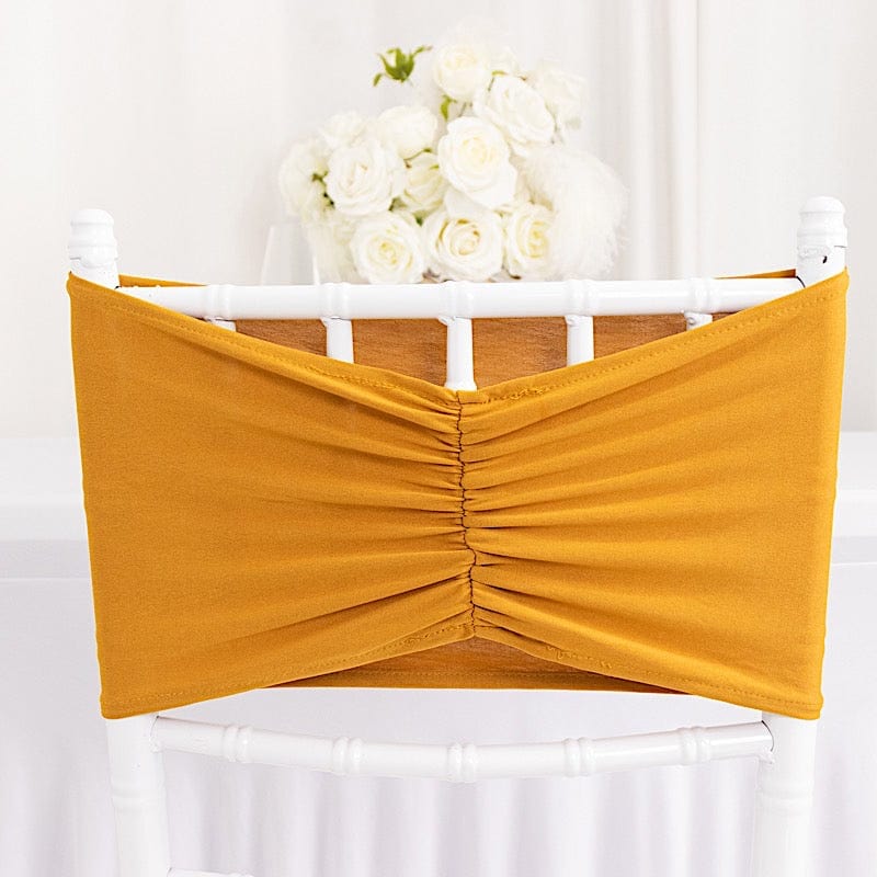 5 Ruffled Spandex Chair Sashes Band