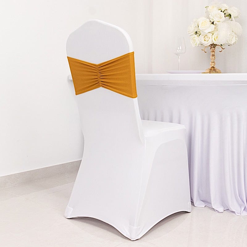 5 Ruffled Spandex Chair Sashes Band