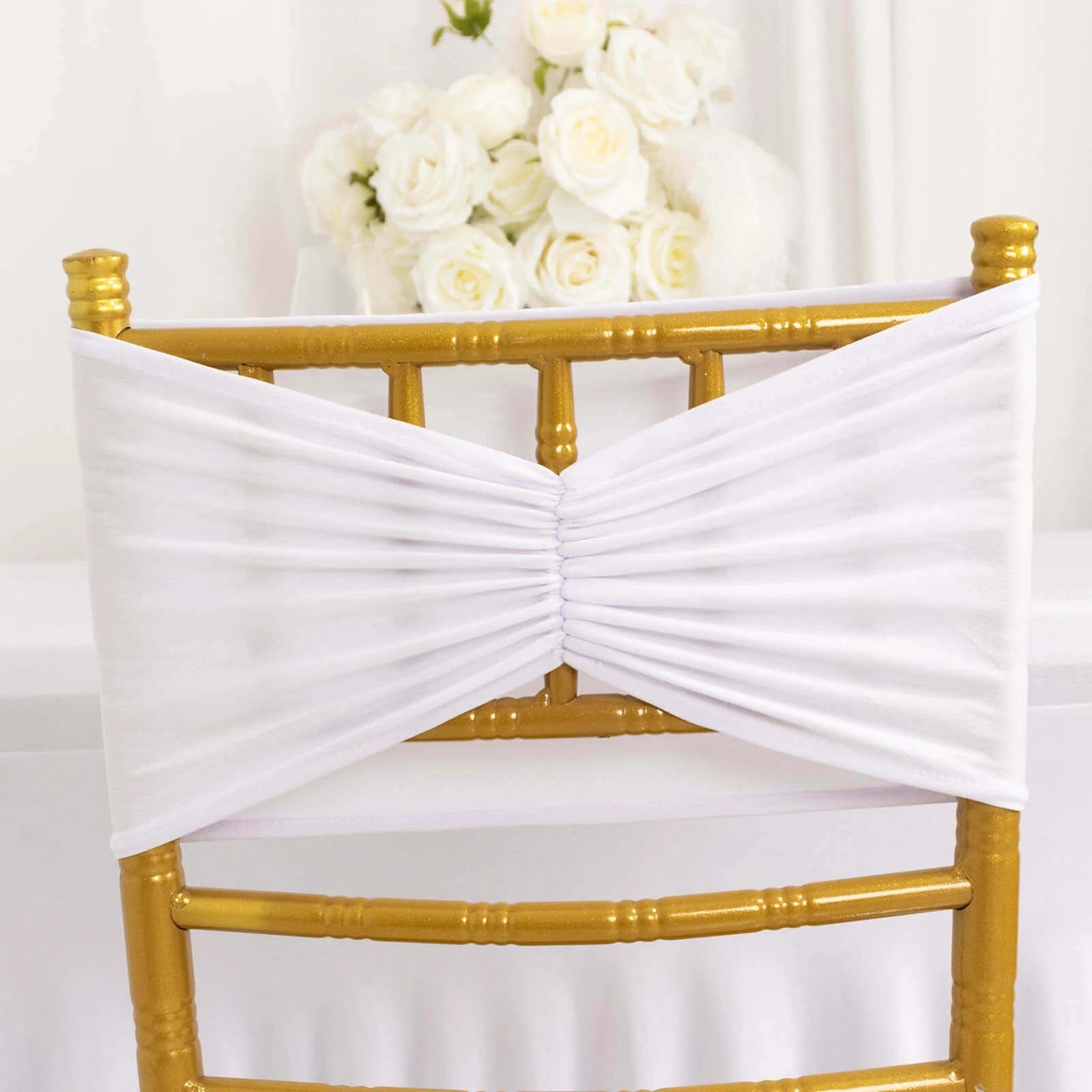 5 Ruffled Spandex Chair Sashes Band