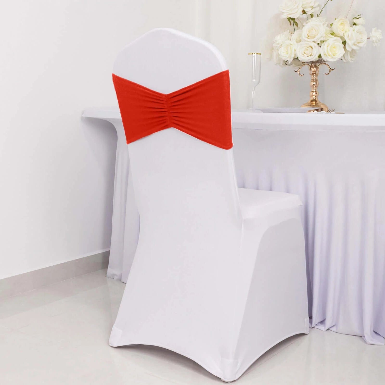 5 Ruffled Spandex Chair Sashes Band