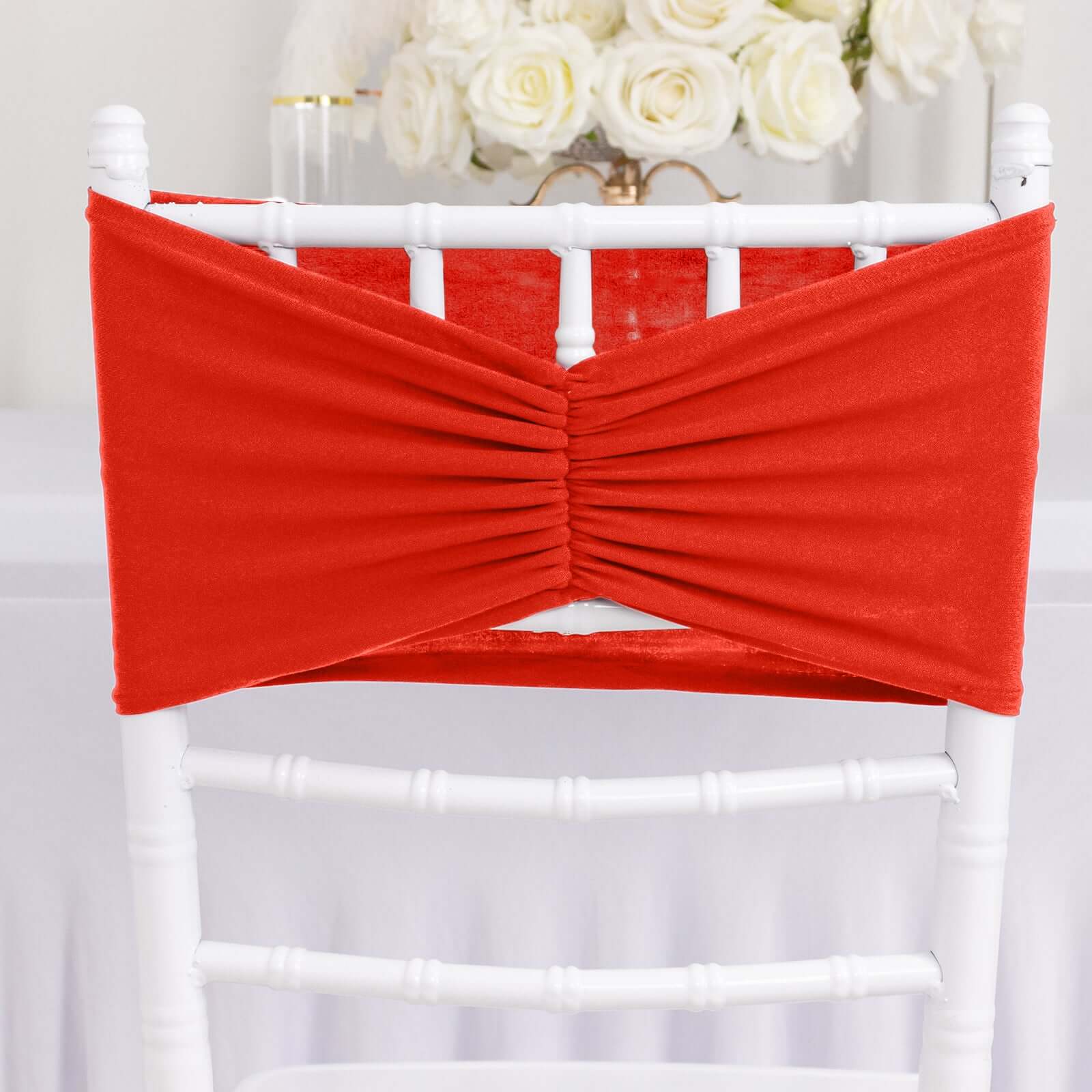 5 Ruffled Spandex Chair Sashes Band