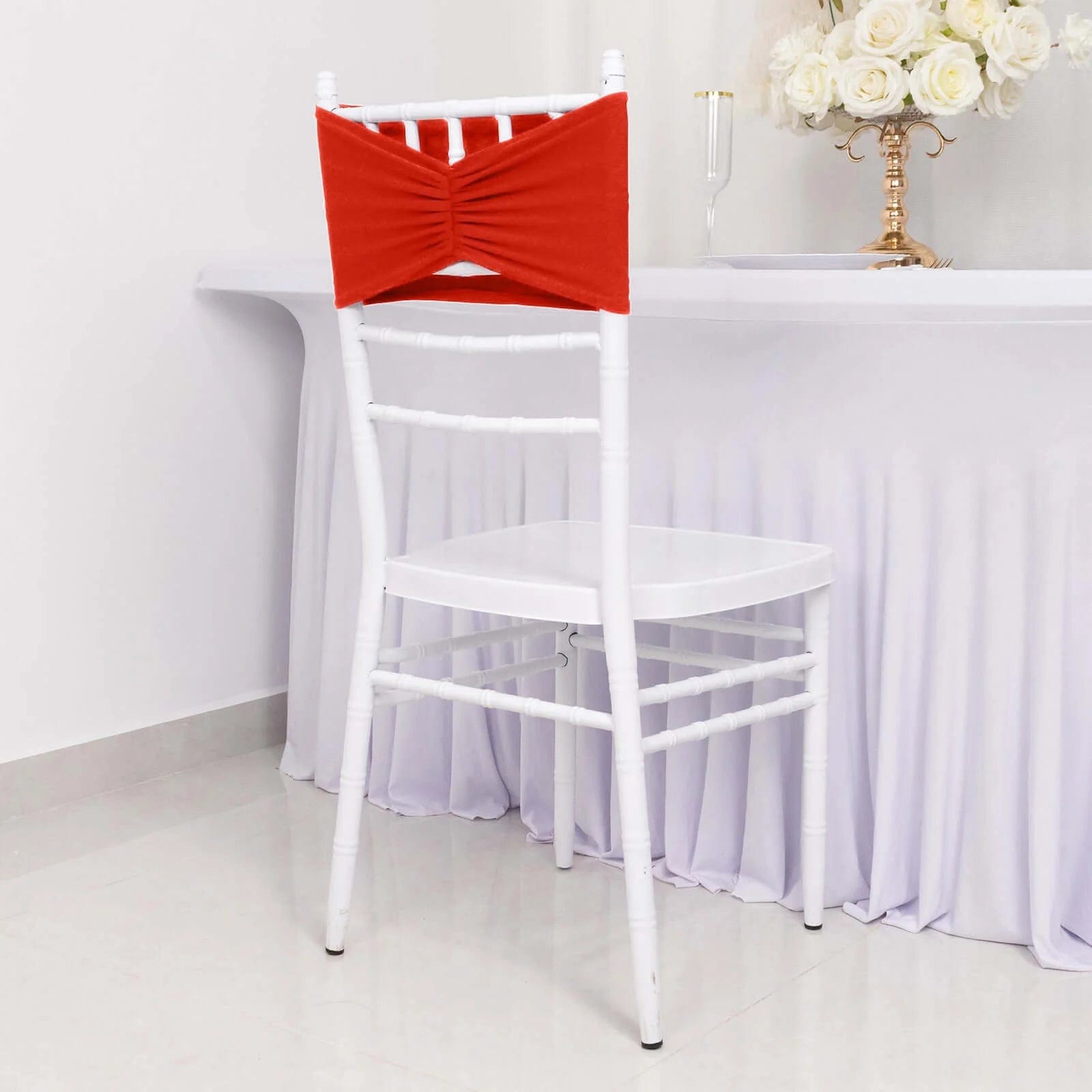 5 Ruffled Spandex Chair Sashes Band