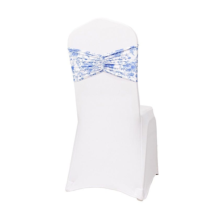 5 Ruffled Spandex Chair Sashes Band Floral Design