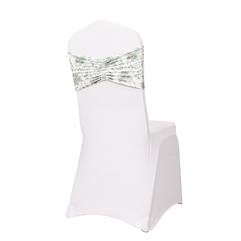 5 Ruffled Spandex Chair Sashes Band Floral Design