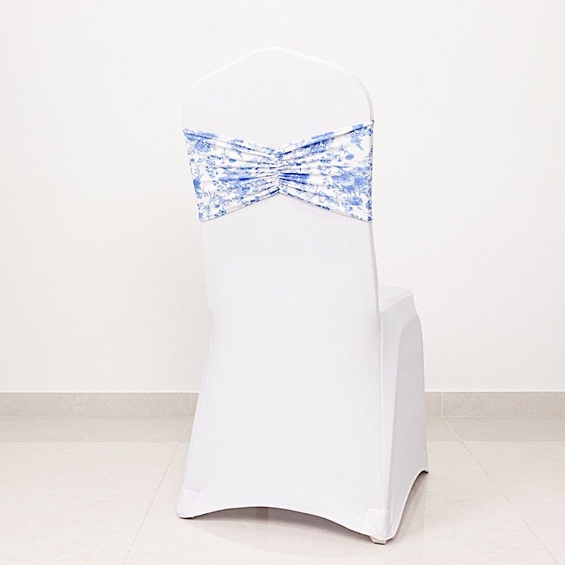 5 Ruffled Spandex Chair Sashes Band Floral Design