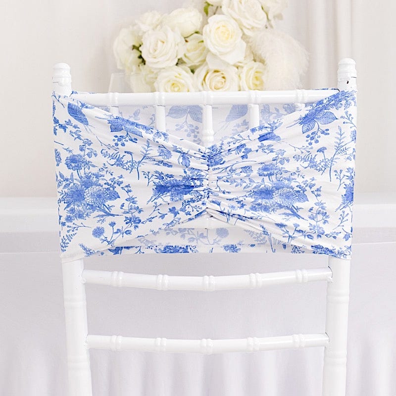 5 Ruffled Spandex Chair Sashes Band Floral Design