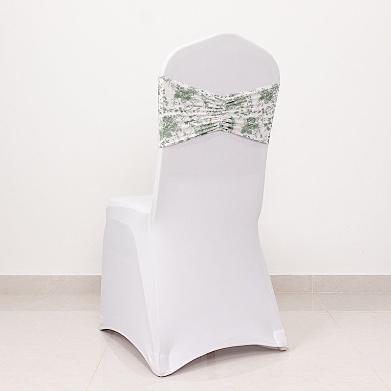 5 Ruffled Spandex Chair Sashes Band Floral Design