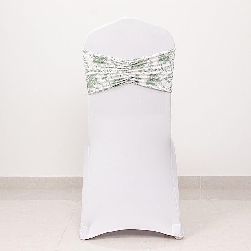 5 Ruffled Spandex Chair Sashes Band Floral Design