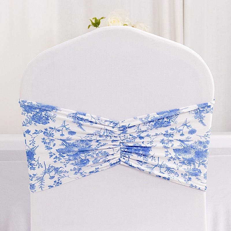 5 Ruffled Spandex Chair Sashes Band Floral Design