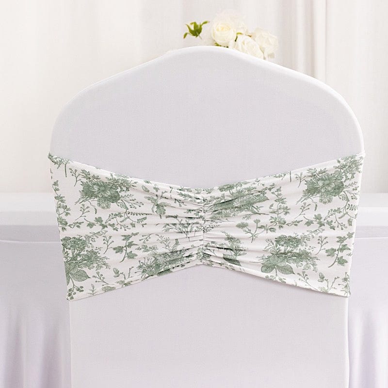 5 Ruffled Spandex Chair Sashes Band Floral Design