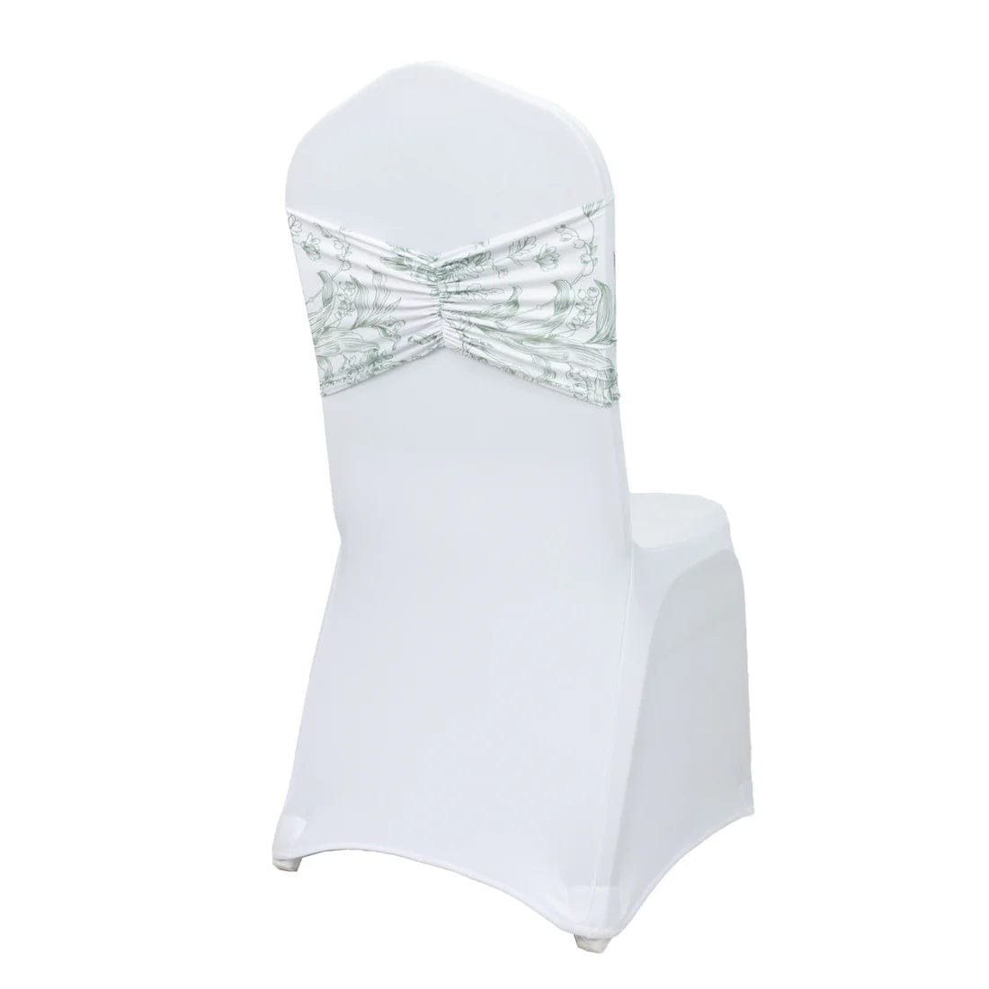 5 Ruffled Spandex Chair Sashes Band with French Toile Design