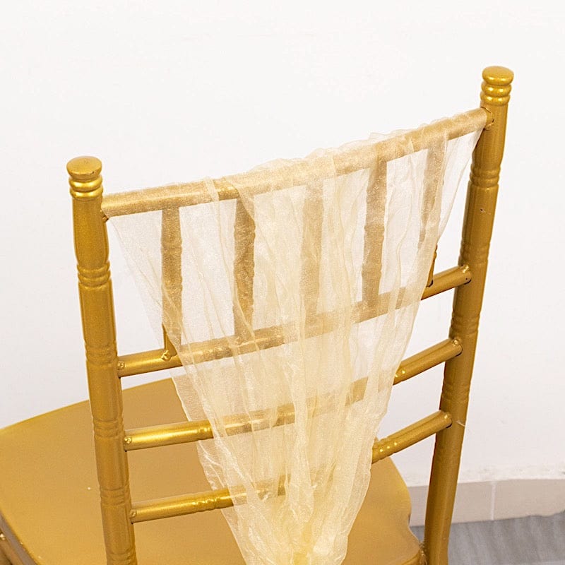 5 Crinkled Sheer Organza Chair Sashes Wedding Linens