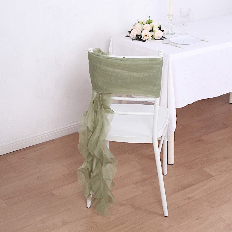 Premium Curly Chiffon Chair Cover Cap with Sashes