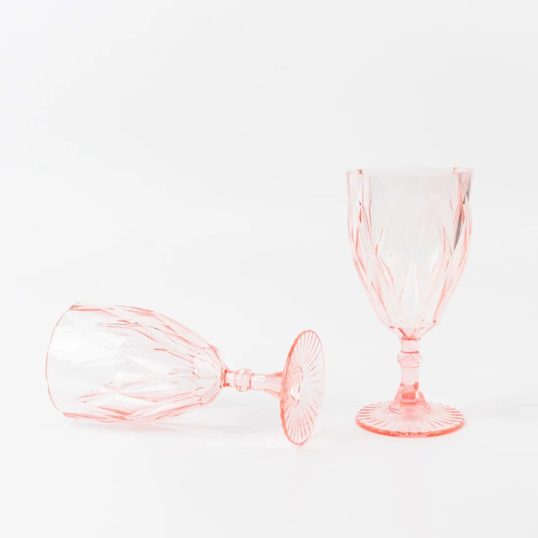 12 Goblets 11oz Vintage Diamond Cut Plastic Wine Glasses