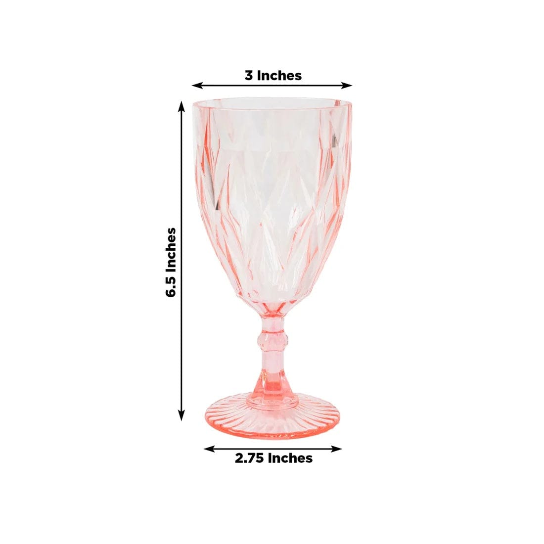 12 Goblets 11oz Vintage Diamond Cut Plastic Wine Glasses