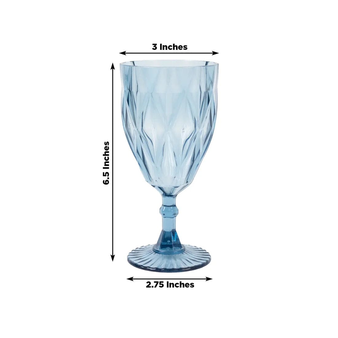 12 Goblets 11oz Vintage Diamond Cut Plastic Wine Glasses