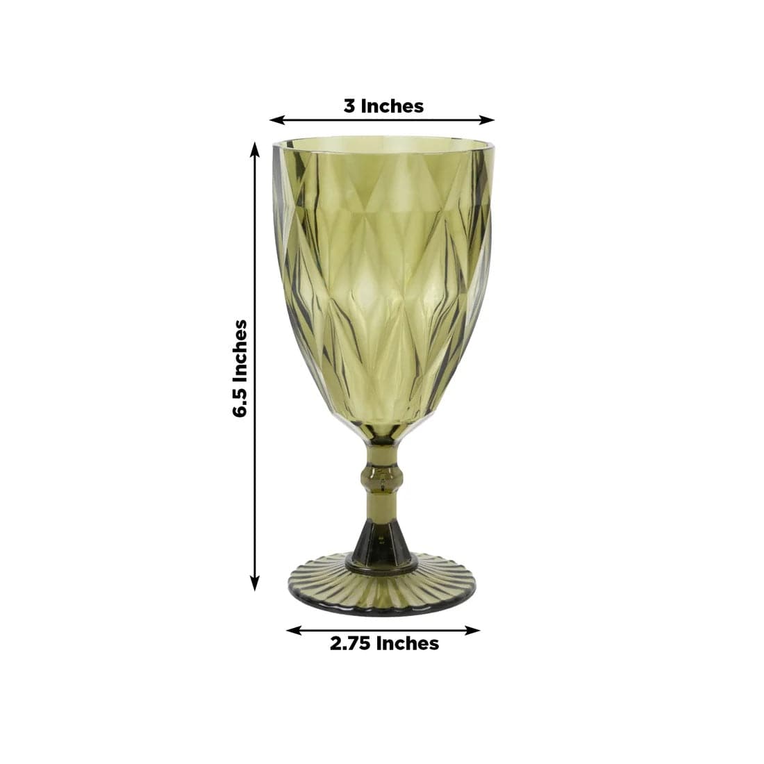 12 Goblets 11oz Vintage Diamond Cut Plastic Wine Glasses