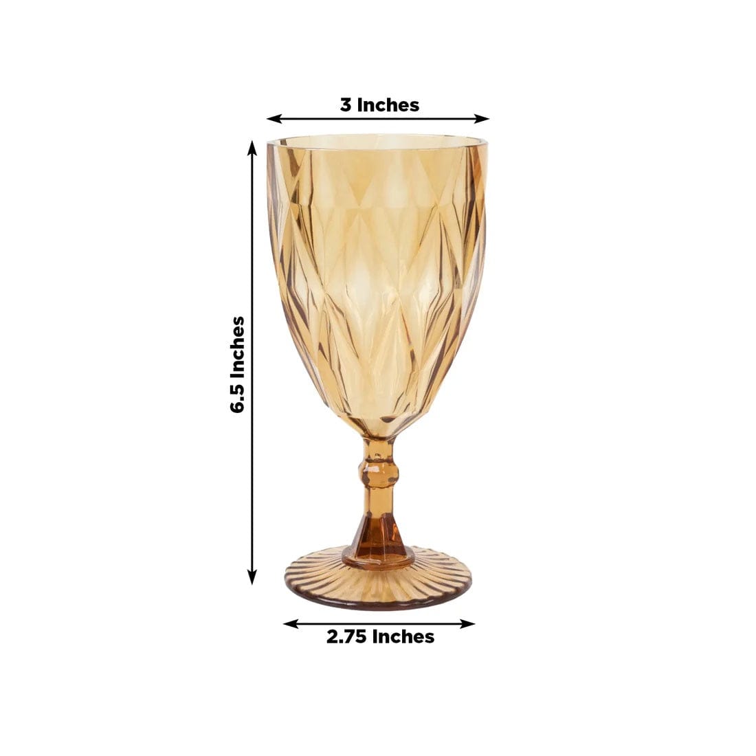 12 Goblets 11oz Vintage Diamond Cut Plastic Wine Glasses