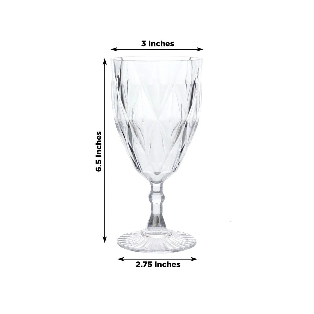 12 Goblets 11oz Vintage Diamond Cut Plastic Wine Glasses