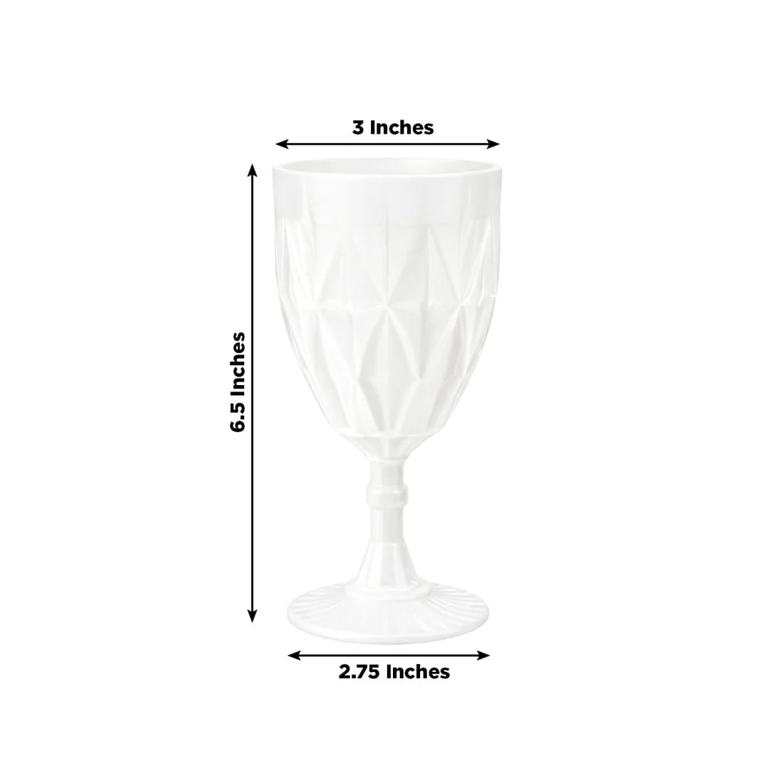 12 Goblets 11oz Vintage Diamond Cut Plastic Wine Glasses