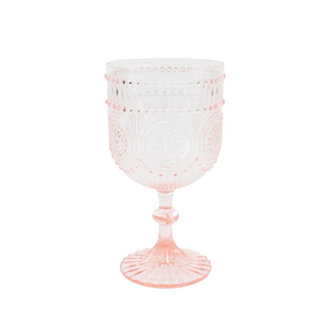 12 Goblets 15oz Shatterproof Plastic Wine Glasses with Embossed Floral Pattern