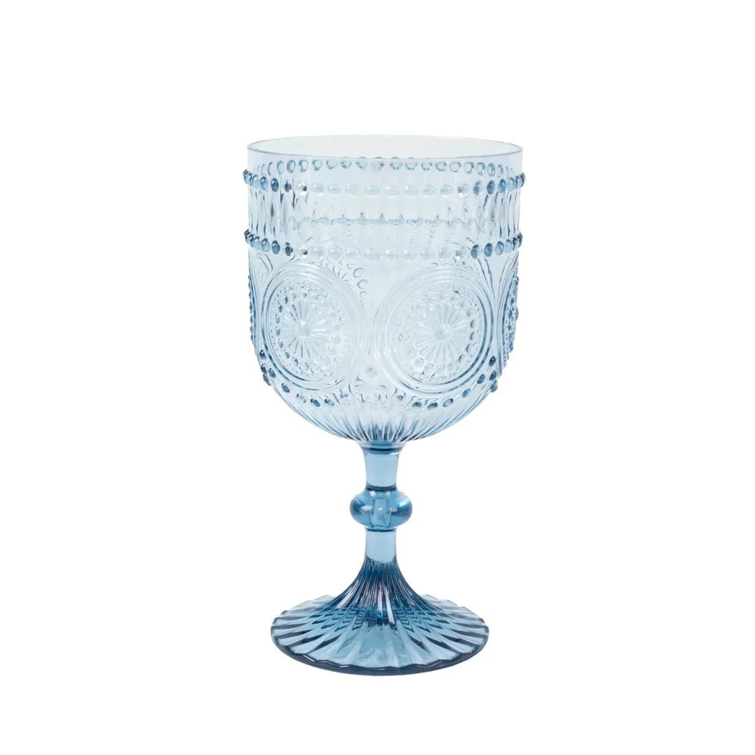 12 Goblets 15oz Shatterproof Plastic Wine Glasses with Embossed Floral Pattern