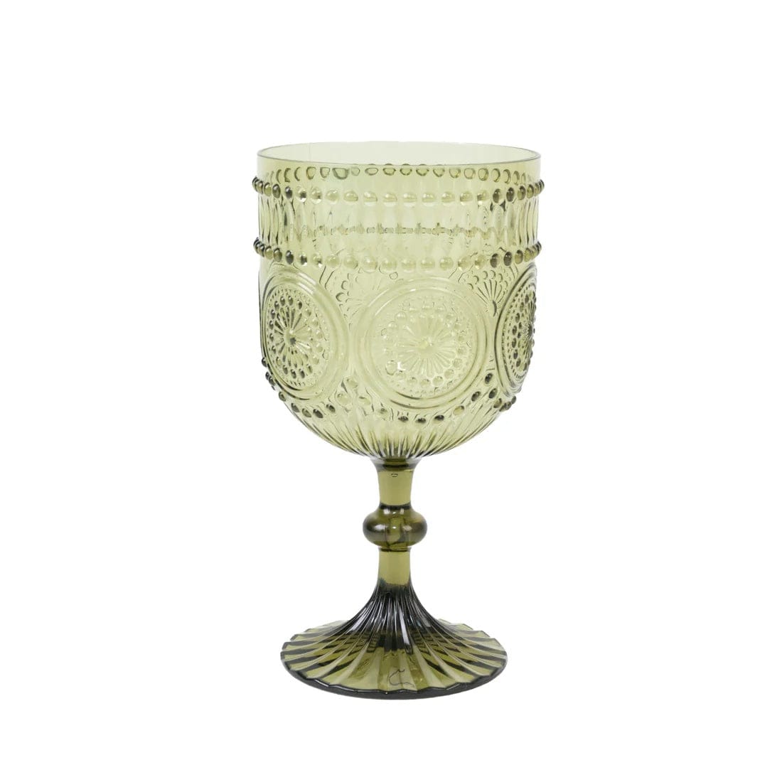 12 Goblets 15oz Shatterproof Plastic Wine Glasses with Embossed Floral Pattern