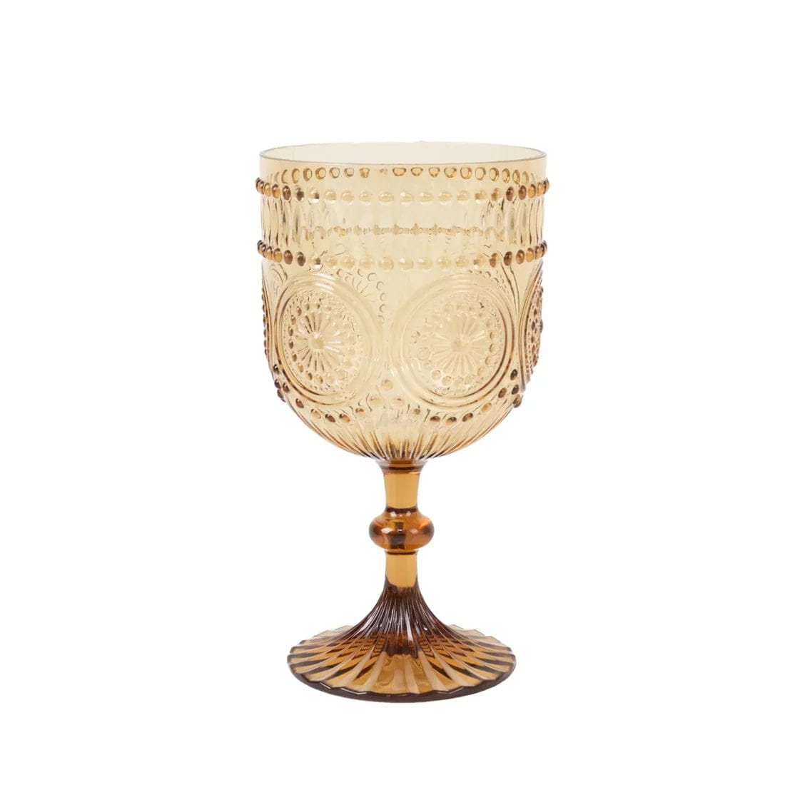 12 Goblets 15oz Shatterproof Plastic Wine Glasses with Embossed Floral Pattern