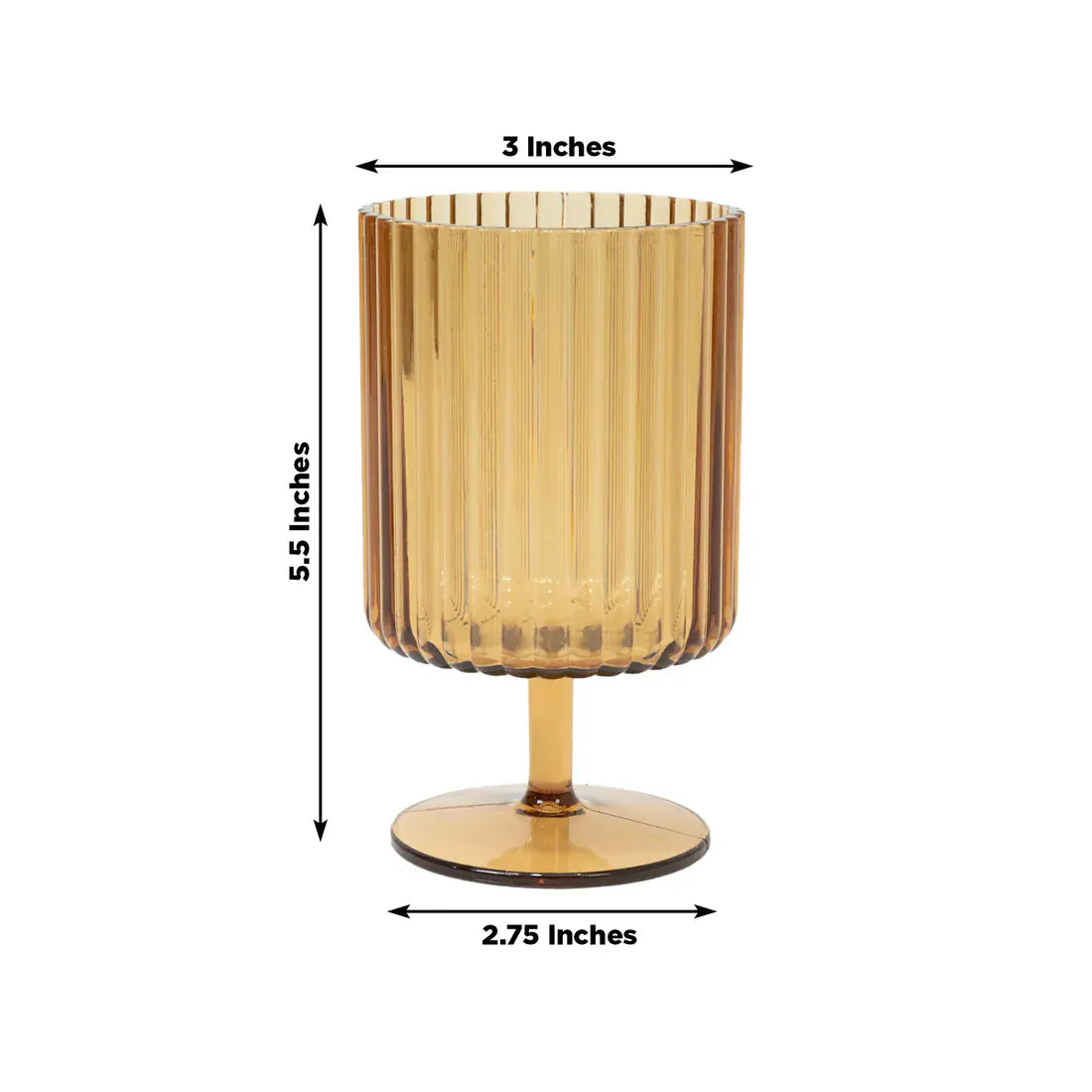 12 Pack 12 oz Plastic Wine Glasses Vintage Ribbed Pattern Short Stemmed