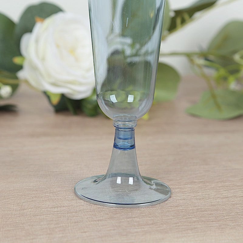 12 pcs 5 oz. Clear with Gold Rim Champagne Plastic Disposable Glasses