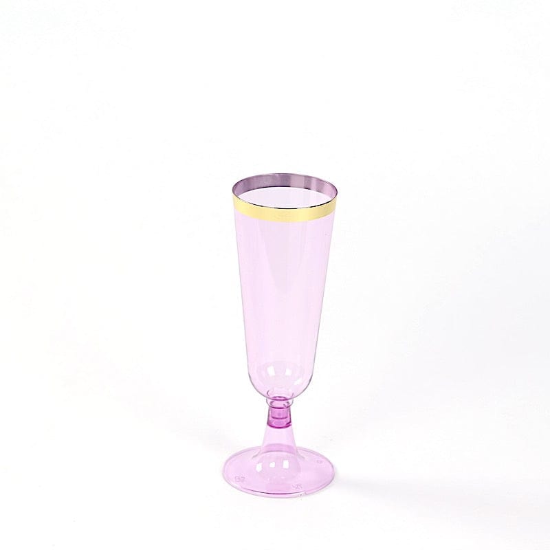 12 pcs 5 oz. Clear with Gold Rim Champagne Plastic Disposable Glasses
