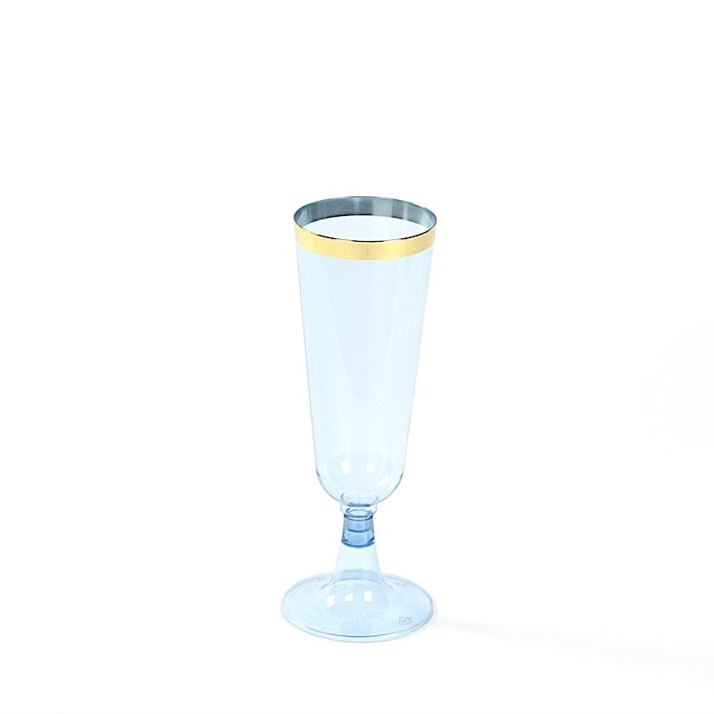 12 pcs 5 oz. Clear with Gold Rim Champagne Plastic Disposable Glasses