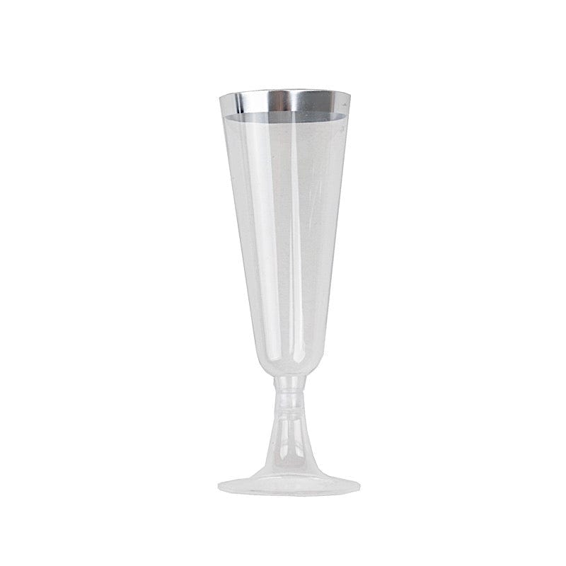 12 pcs 5 oz. Clear with Gold Rim Champagne Plastic Disposable Glasses