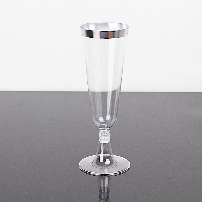 12 pcs 5 oz. Clear with Gold Rim Champagne Plastic Disposable Glasses