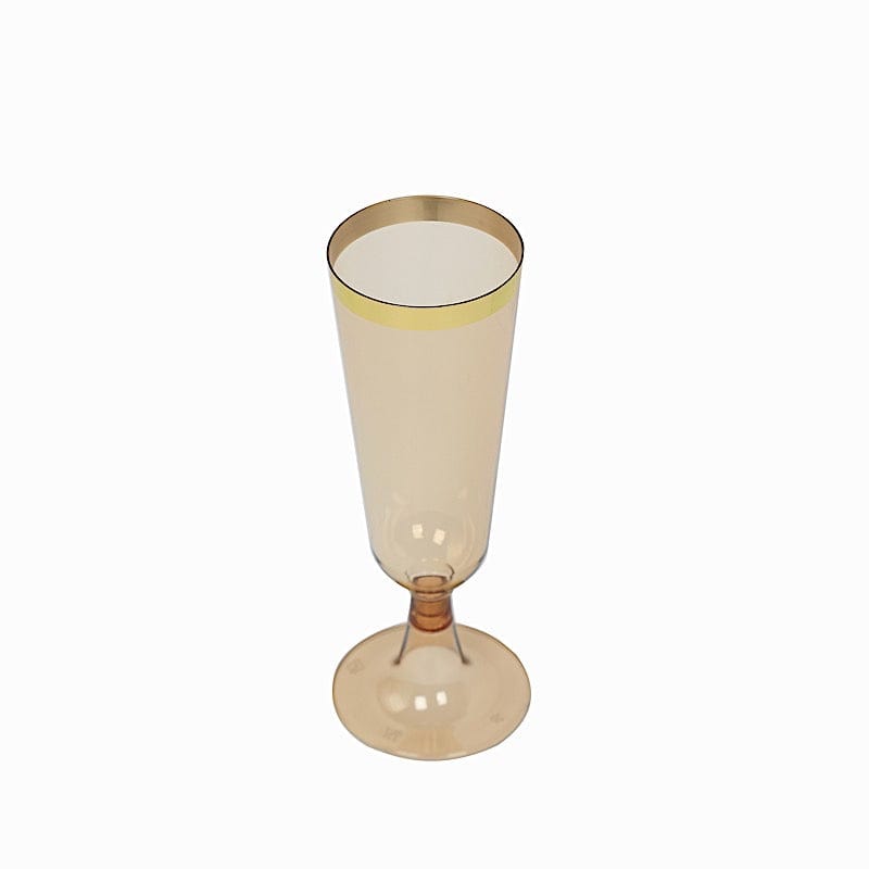 12 pcs 5 oz. Clear with Gold Rim Champagne Plastic Disposable Glasses