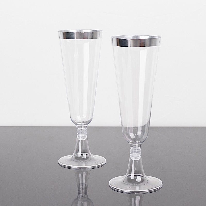 12 pcs 5 oz. Clear with Gold Rim Champagne Plastic Disposable Glasses