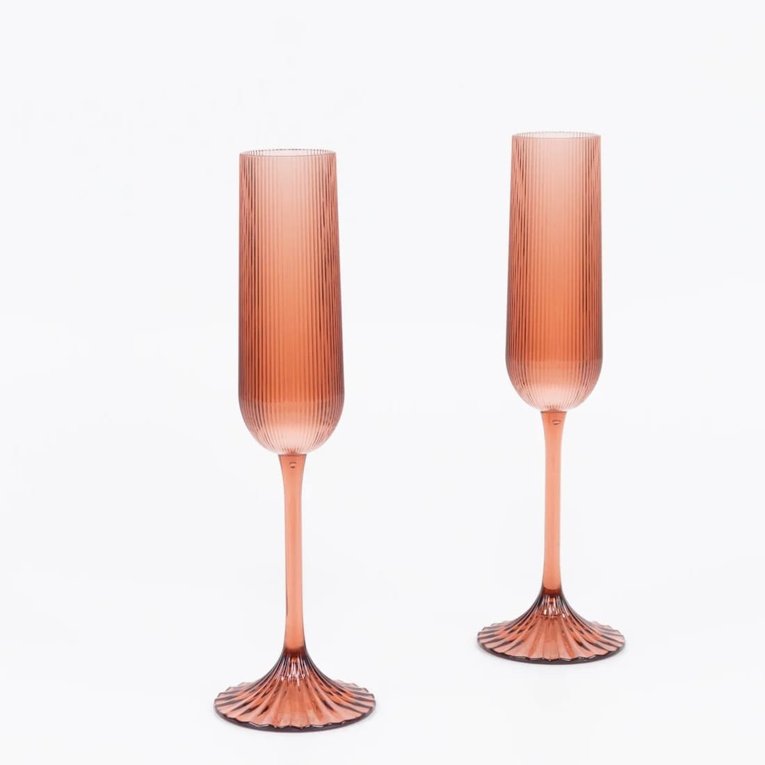 12 Ribbed 4 oz Plastic Champagne Flutes Disposable Glasses