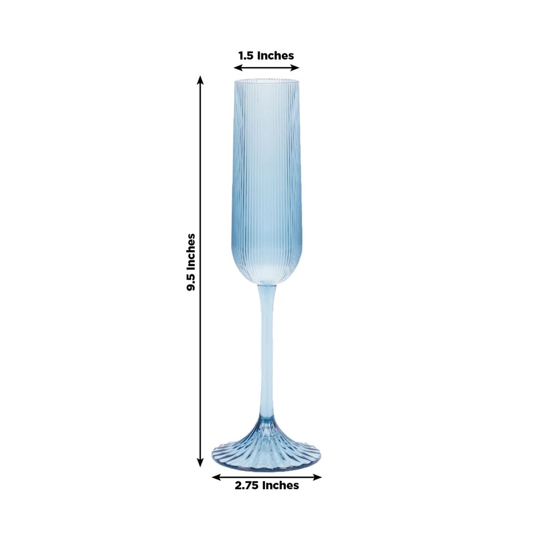 12 Ribbed 4 oz Plastic Champagne Flutes Disposable Glasses