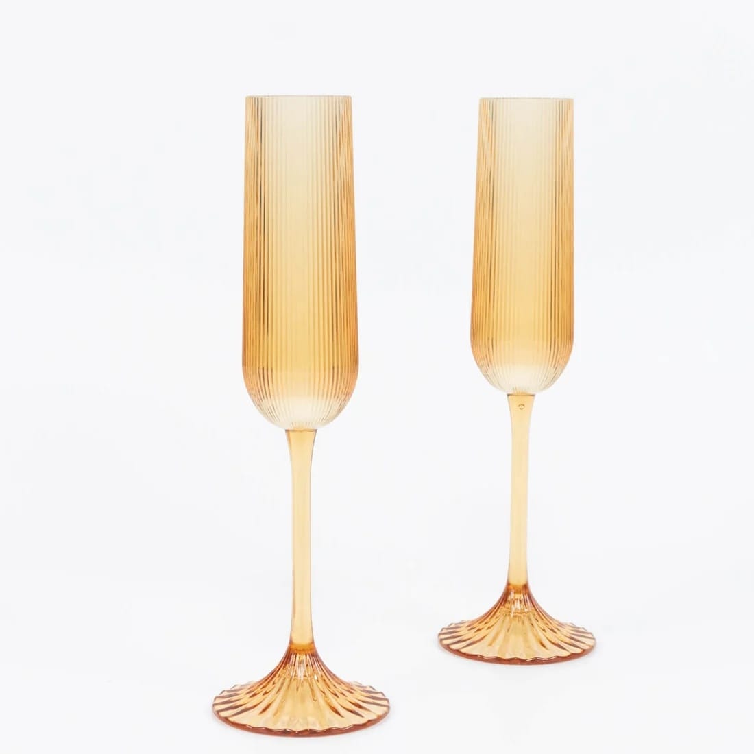 12 Ribbed 4 oz Plastic Champagne Flutes Disposable Glasses