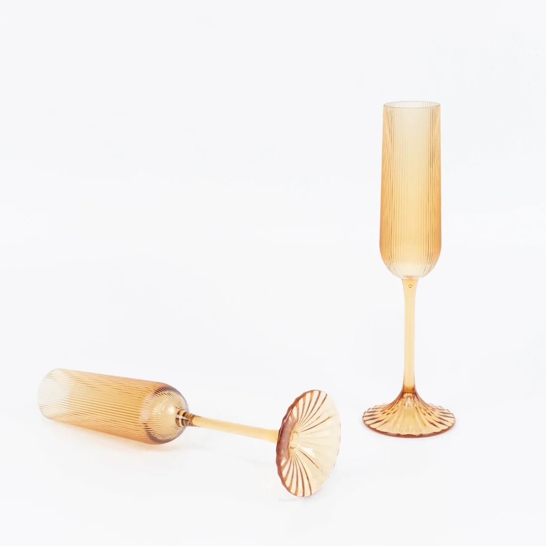 12 Ribbed 4 oz Plastic Champagne Flutes Disposable Glasses